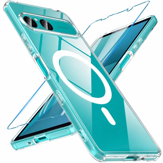 OWKEY for Xperia 10 VII/10 VIII 用ケース ガラスフィルム付き MagSafe対応 耐衝撃 指紋防止 黄ばみなし クリア