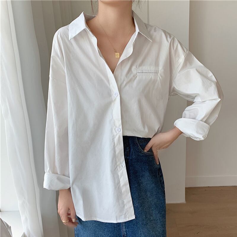スプリングコート スタンダードホワイトシャツ ルーズ ロング レトロ 春物 1号婦人98745745753