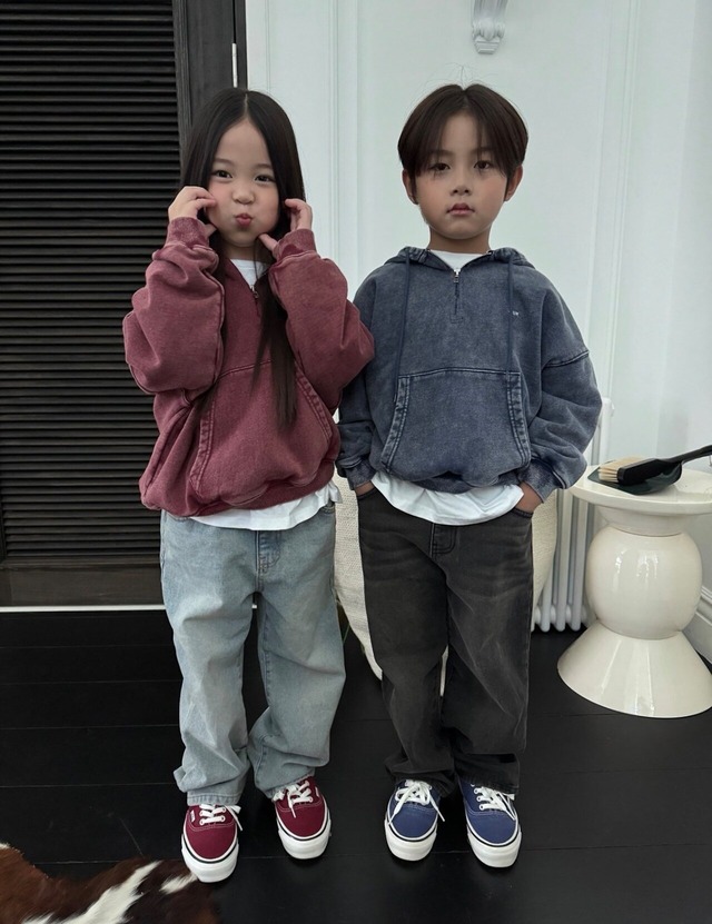 【取寄】OUR ストーンハーフフードジップアップ｜秋服｜韓国子供服｜26/AT