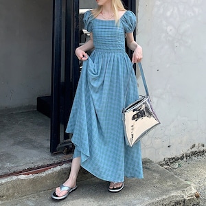 Retro Check Long Dress KRE1809