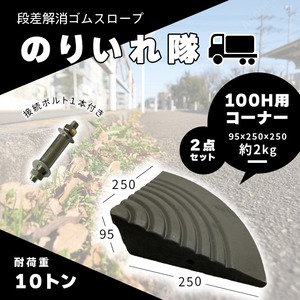 段差解消スロープ のりいれ隊 100Hコーナー用 2枚組 H95×250×250mm AR-4084 黒 約2kg