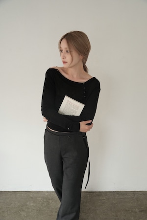 Sheer Asymmetry Tops/シアーアシンメトリートップス/Black
