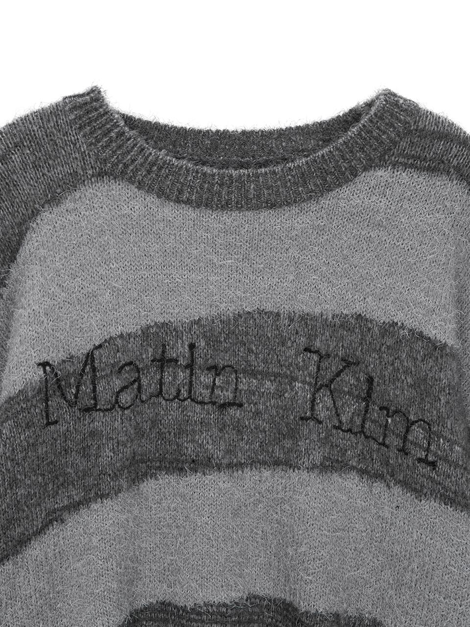 Matin Kim] STRIPE SNOWBALL KNIT PULLOVER IN CHARCOAL 正規品 韓国