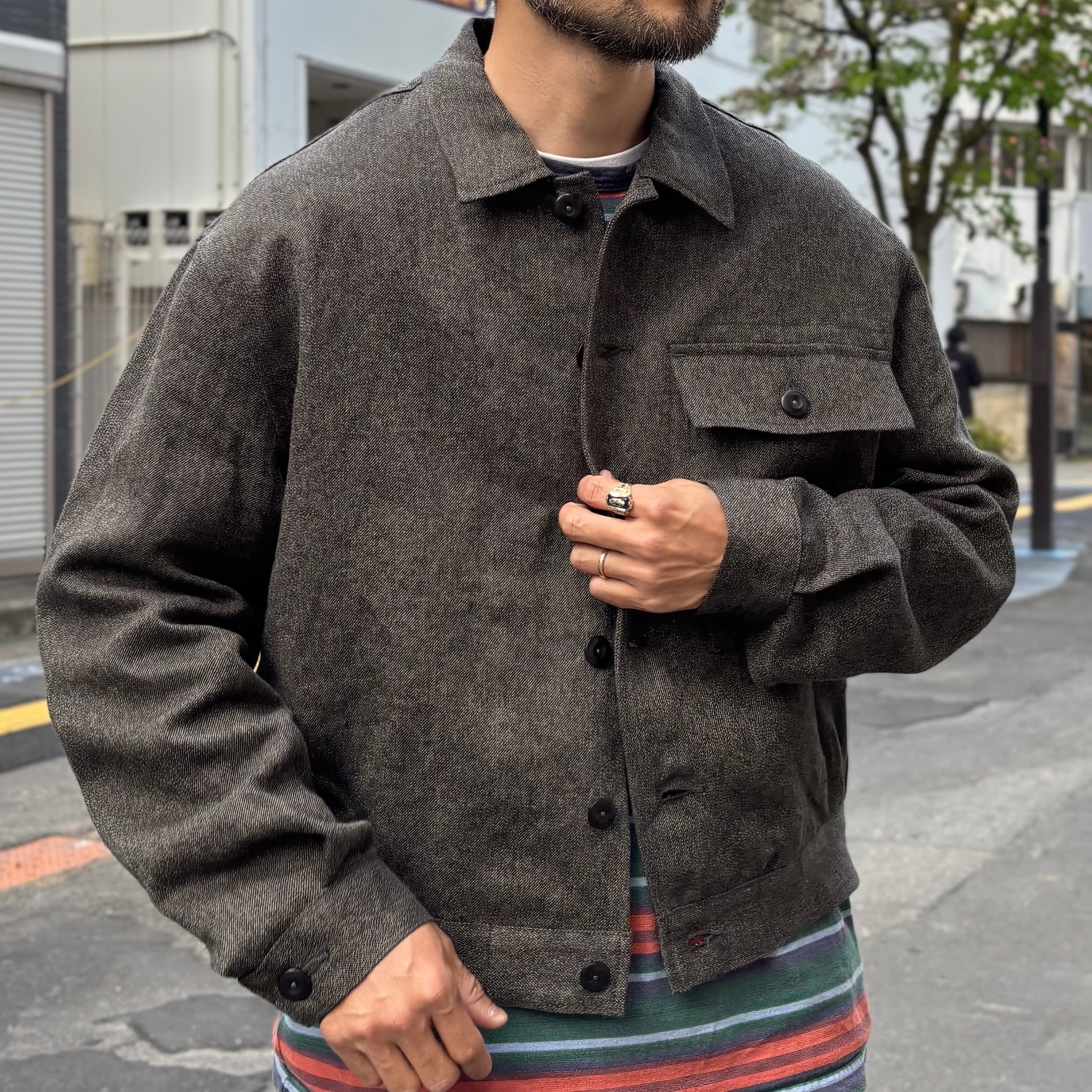 NIGEL CABOURN / FRENCH WORK JACKET - MIX BLACK CHAMBRAY