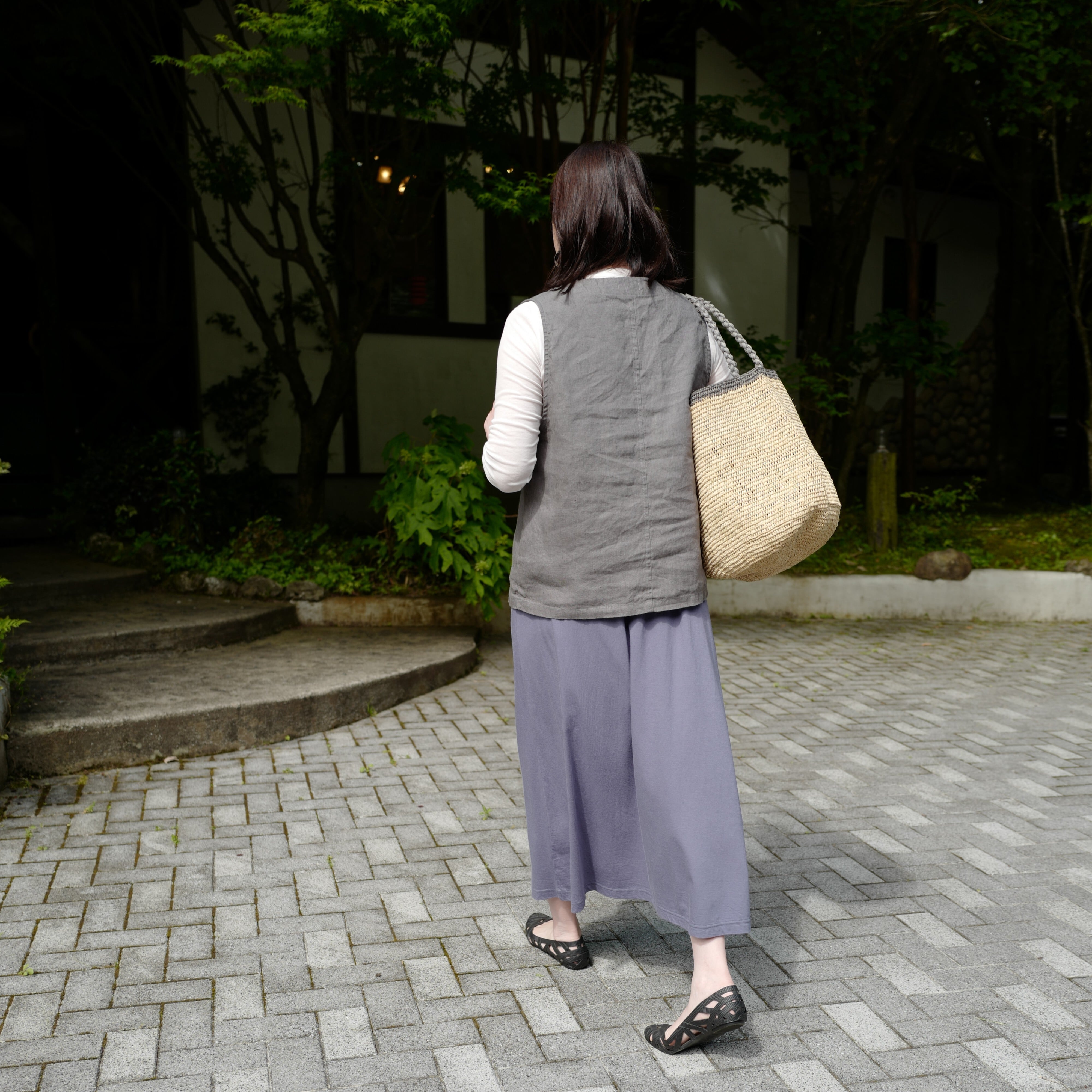 Boutique Ordinary ｜ gather long skirt (cotton 100%) col. blue