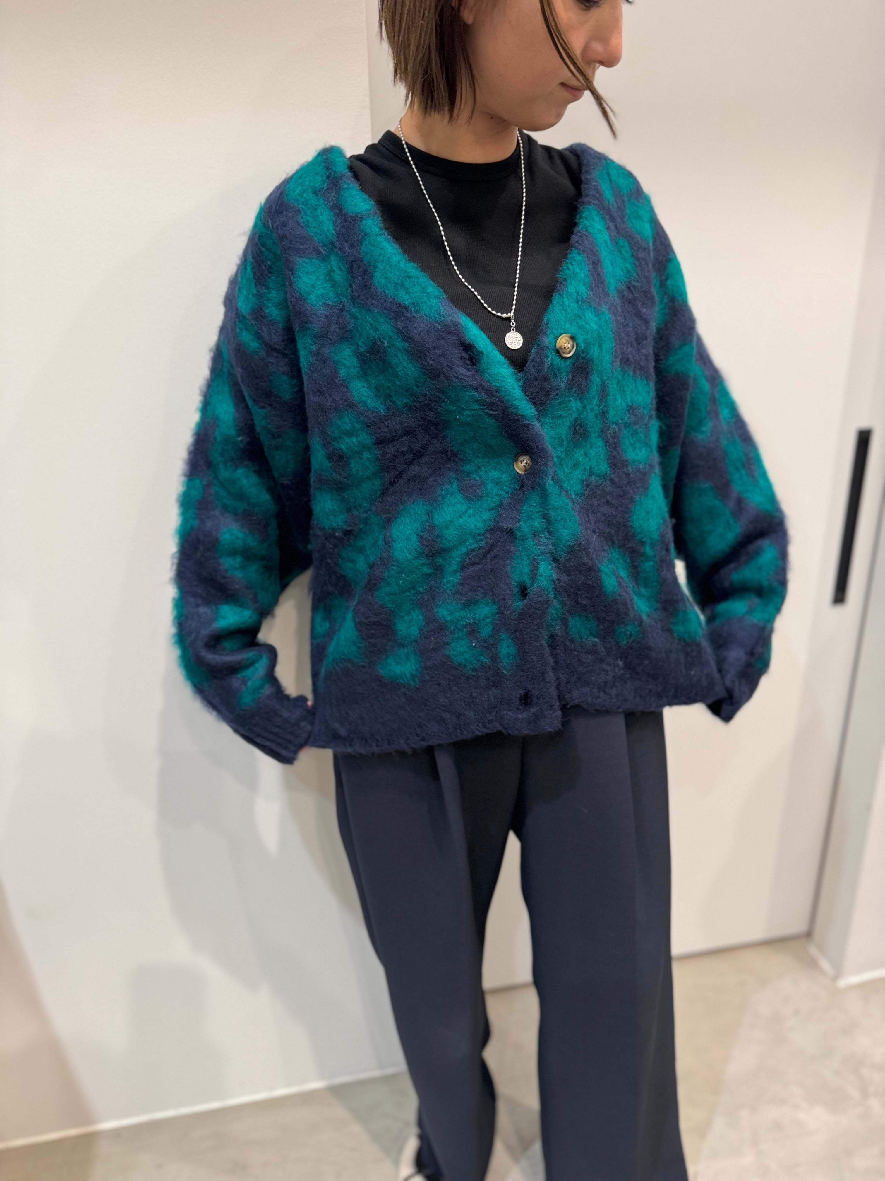 【SELECT】レオパード柄ニットカーディガン