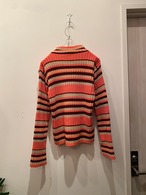 Border design turtleneck knit top