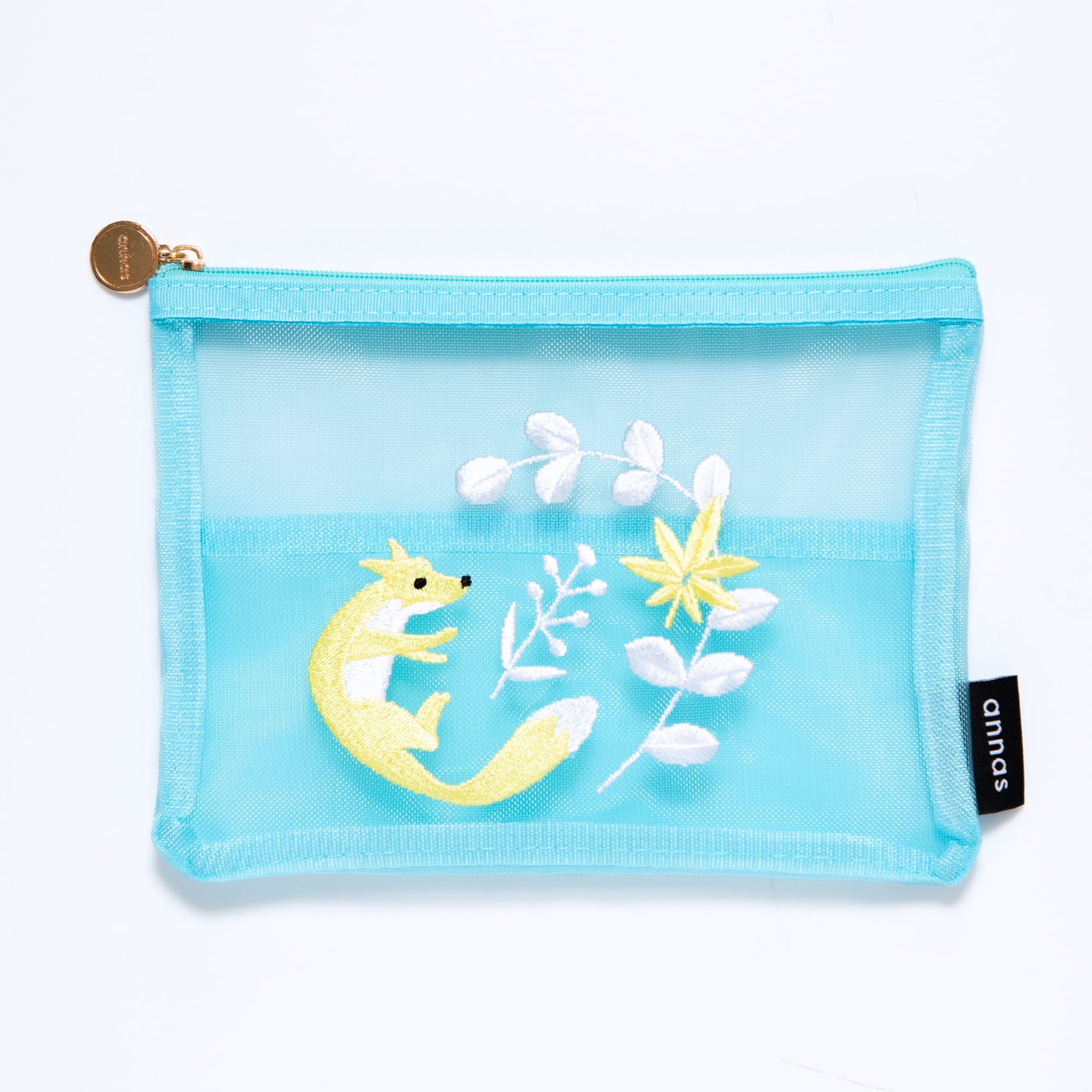 annas刺繍文具】刺繍メッシュポーチ｜キツネ | Net store アンナとラパン