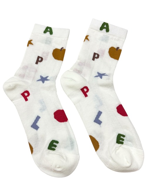 【solmu】apple 薄手socks（ホワイト）