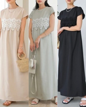 3color / レースコンビワンピース