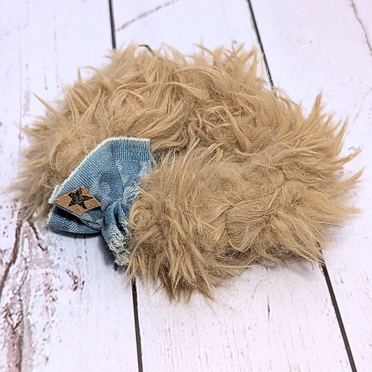 ふわふわビッグシュシュ デニムリメイク ヘアゴム