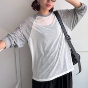 シアーラグランルーズロンTee/グレー×ホワイト
