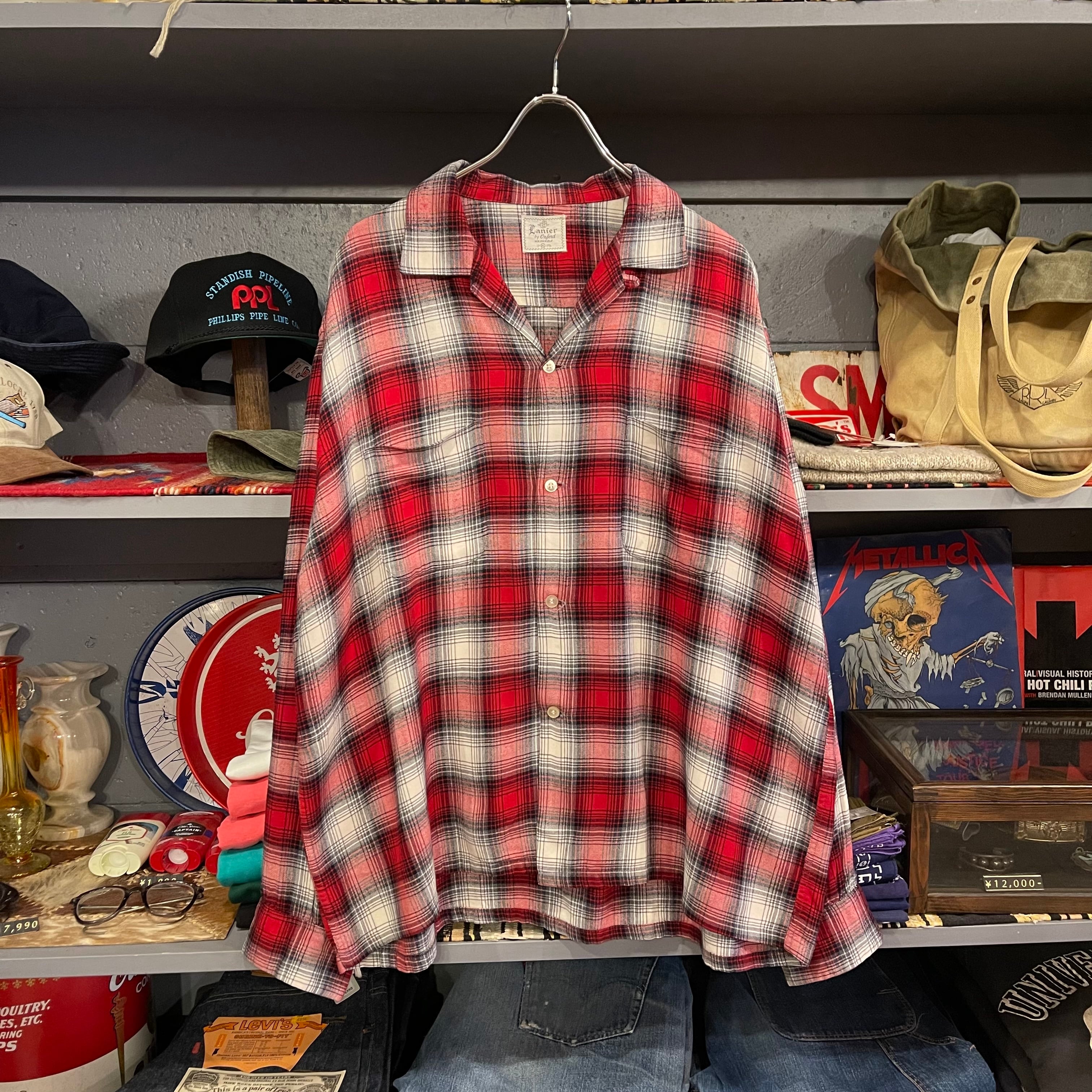 50-60s Lanier by oxford L/S Open Collar Rayon Shirt | VOSTOK