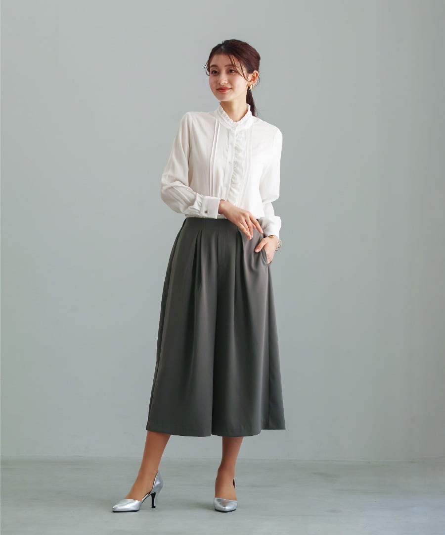 さりげなく華やぐ 】ソフトピケ・アシメフリルブラウス（776033