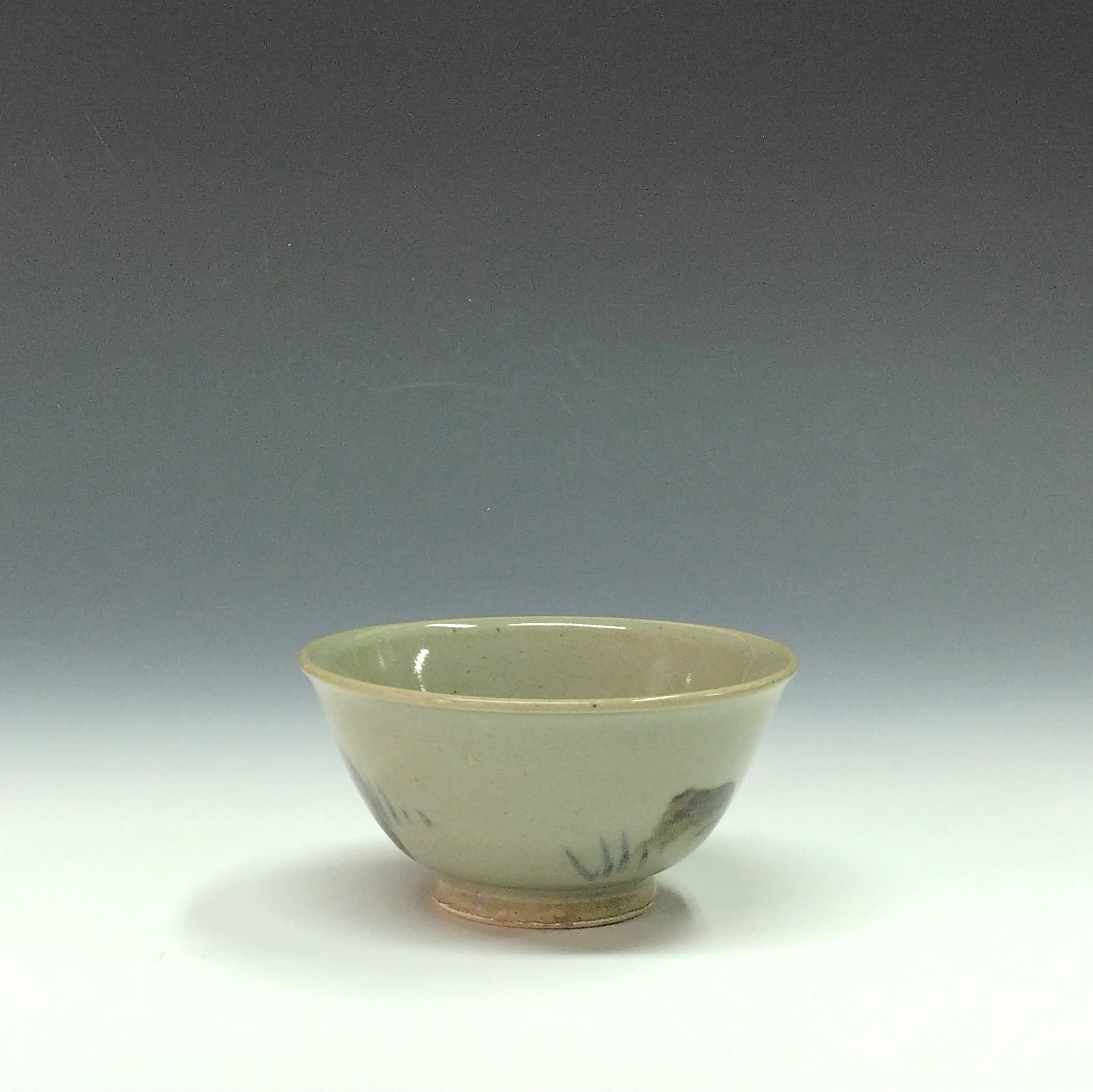時代もの 鉄呉須絵白釉 白鶴図 煎茶碗 6客 dbsy14676-o | こがん堂