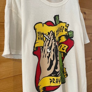 【piedge】日本製 プリント Tシャツ イラスト ダメージ加工 L相当 古着