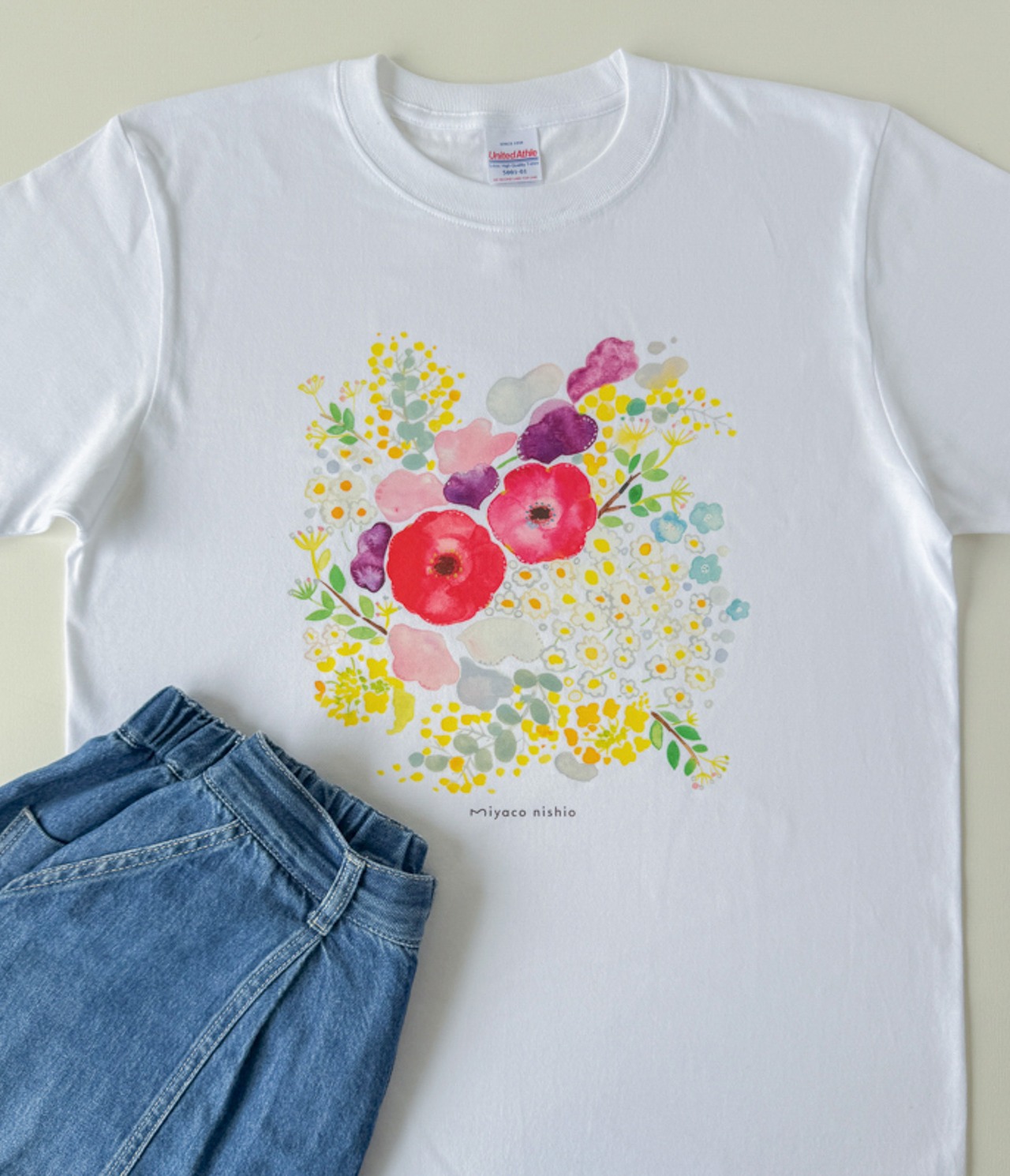 水彩画を着るTシャツ　「春を待ってる」