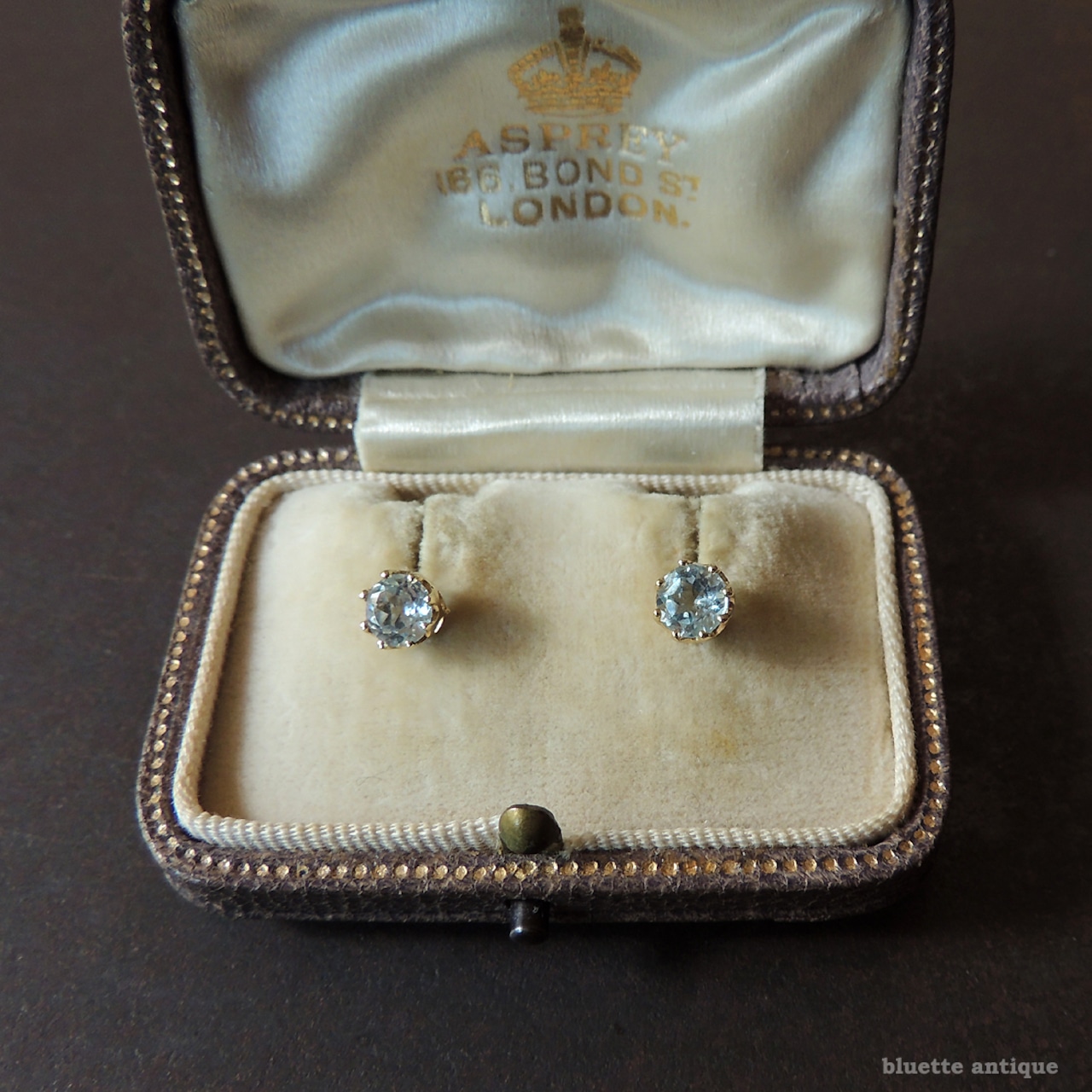 ヴィンテージジュエリー 9ctゴールド 天然トパーズ ピアス(ソーティングメモ付)