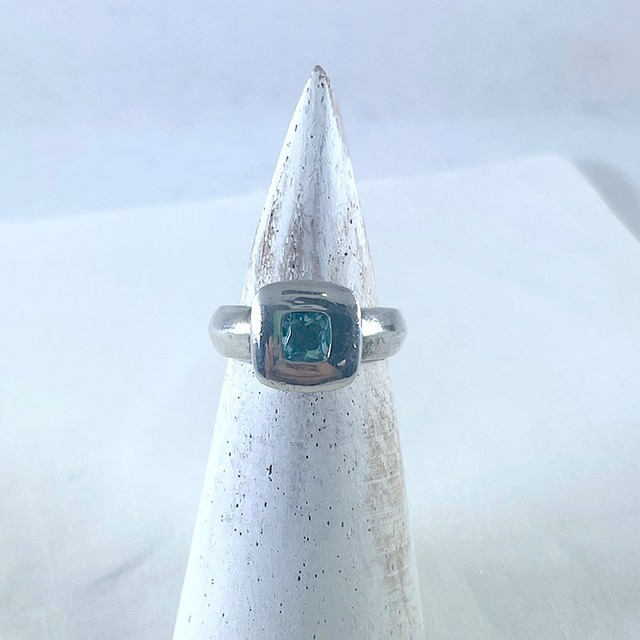 シルバーリング　四角ブルーストーン　12号　シルバー925　フランス　12acdw34
