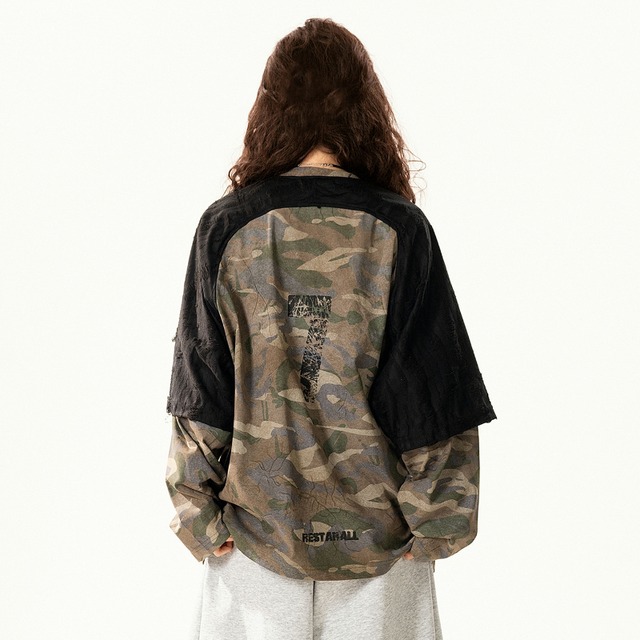 camouflage raglan layered long tee　迷彩ラグランレイヤードロングティー　J1785