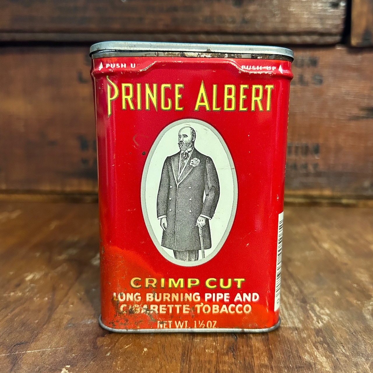 1960s–1980s プリンス・アルバート ヴィンテージ タバコ缶 PRINCE ALBERT CRIMP CUT Vintage Tobacco Tin T-803