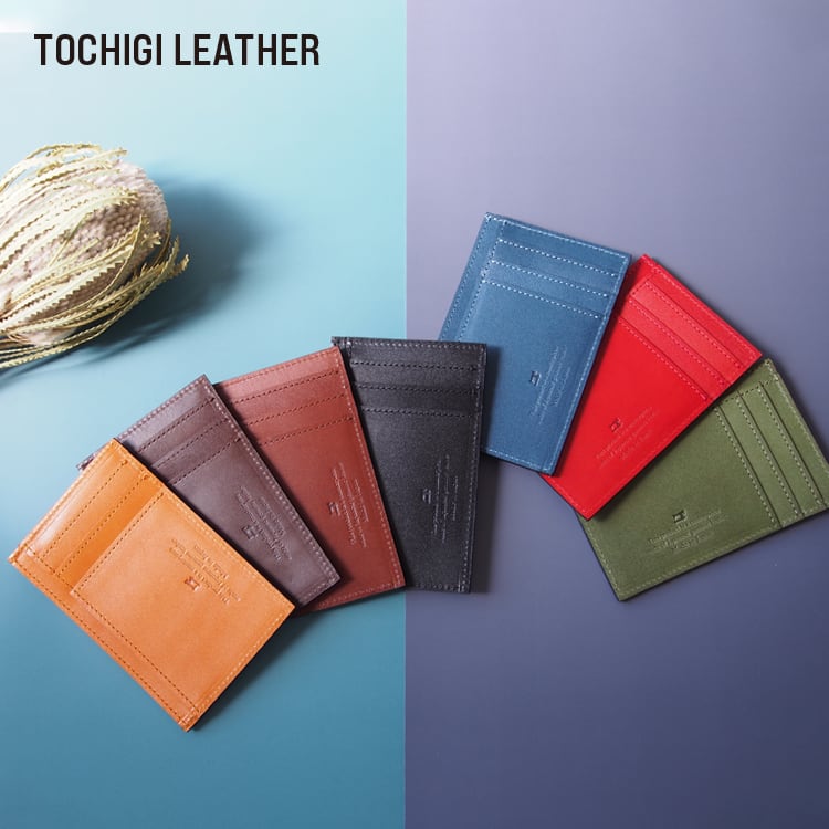 栃木レザー 財布 ：グレンチェック フラグメントケース 本革 日本製