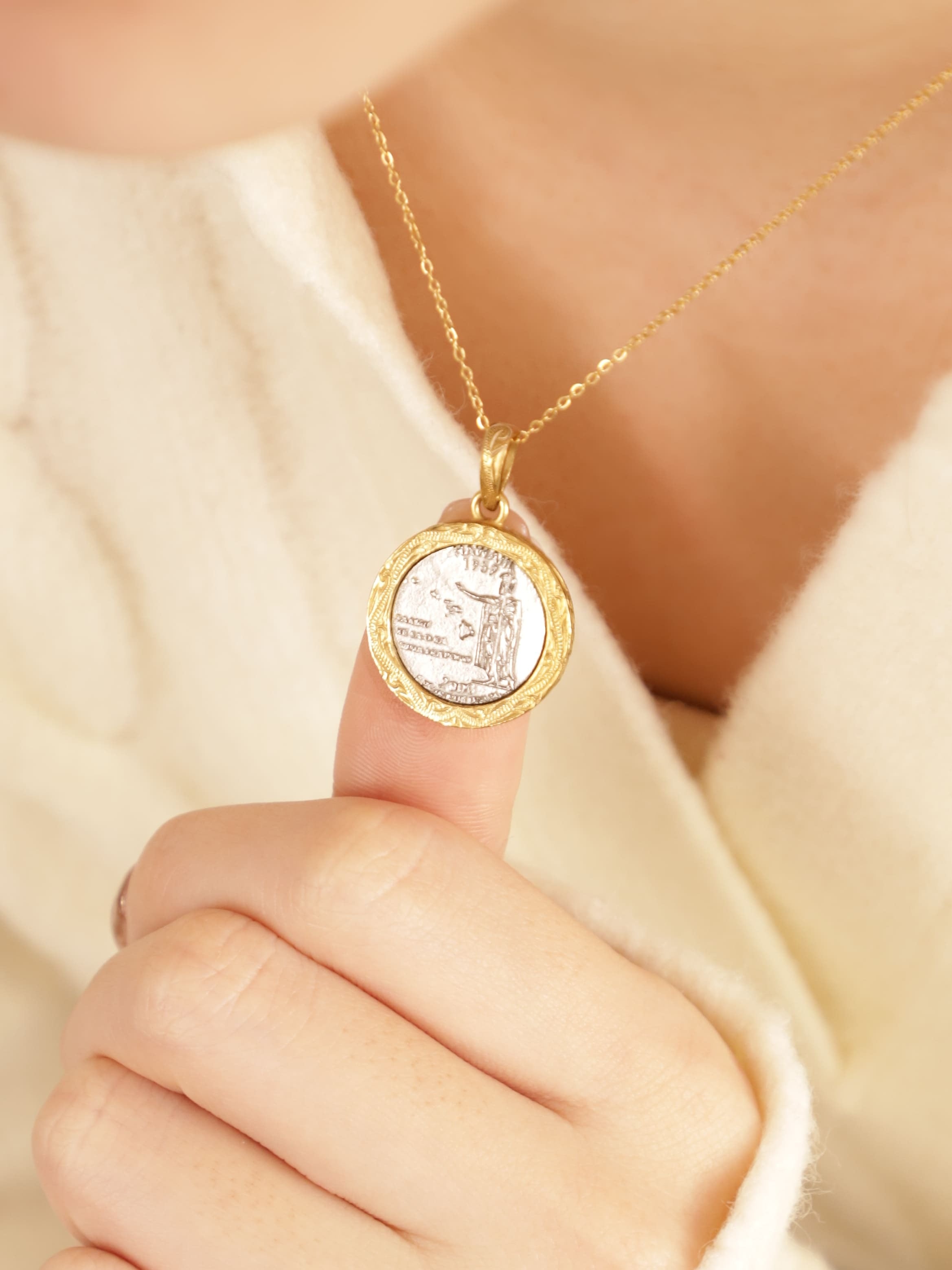 316L hawaiian coin necklace #n12 | rani