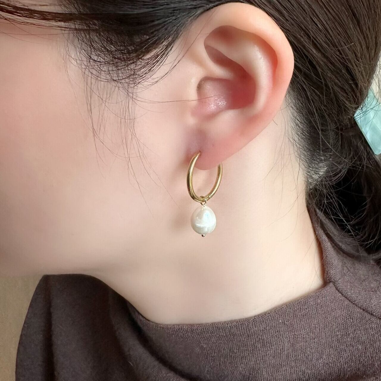 ［サージカルステンレス］19mm LEAVE PEARL PIERCE