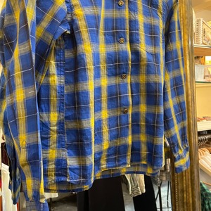 VINTAGE "southern belle" blue yellow check blouse