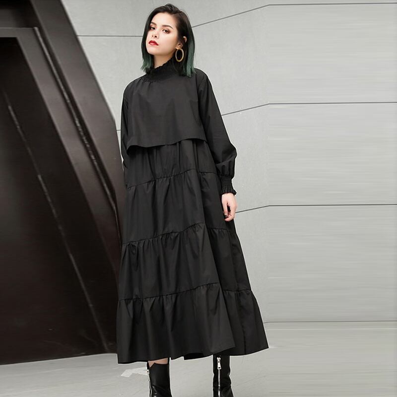 ドレス スプリングオータムロングスカート ストレッチカラールーズ薄手ソリッド エラスティック 伸縮 大きめサイズ 春物 秋物 ソリッドカラー ラブタオタオダレンハウス36039765502