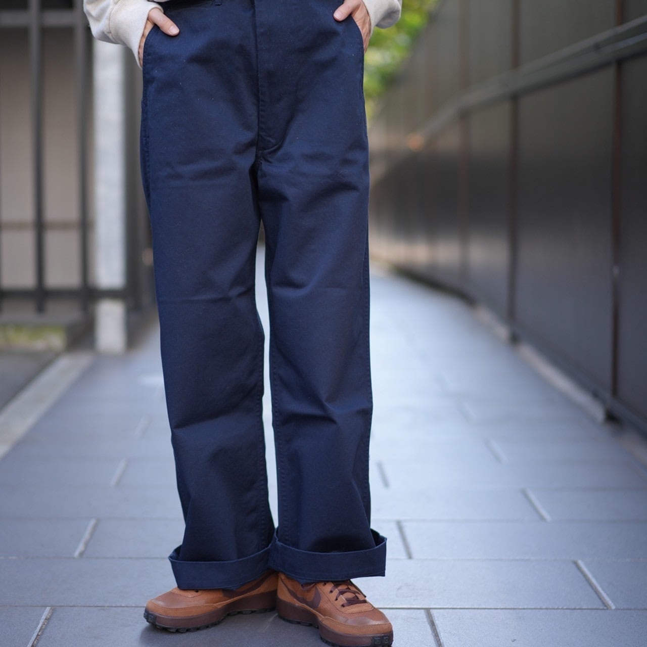 Sans limite(サンリミット) / チノクロス新型ストレートパンツ -navy-(W2303033)