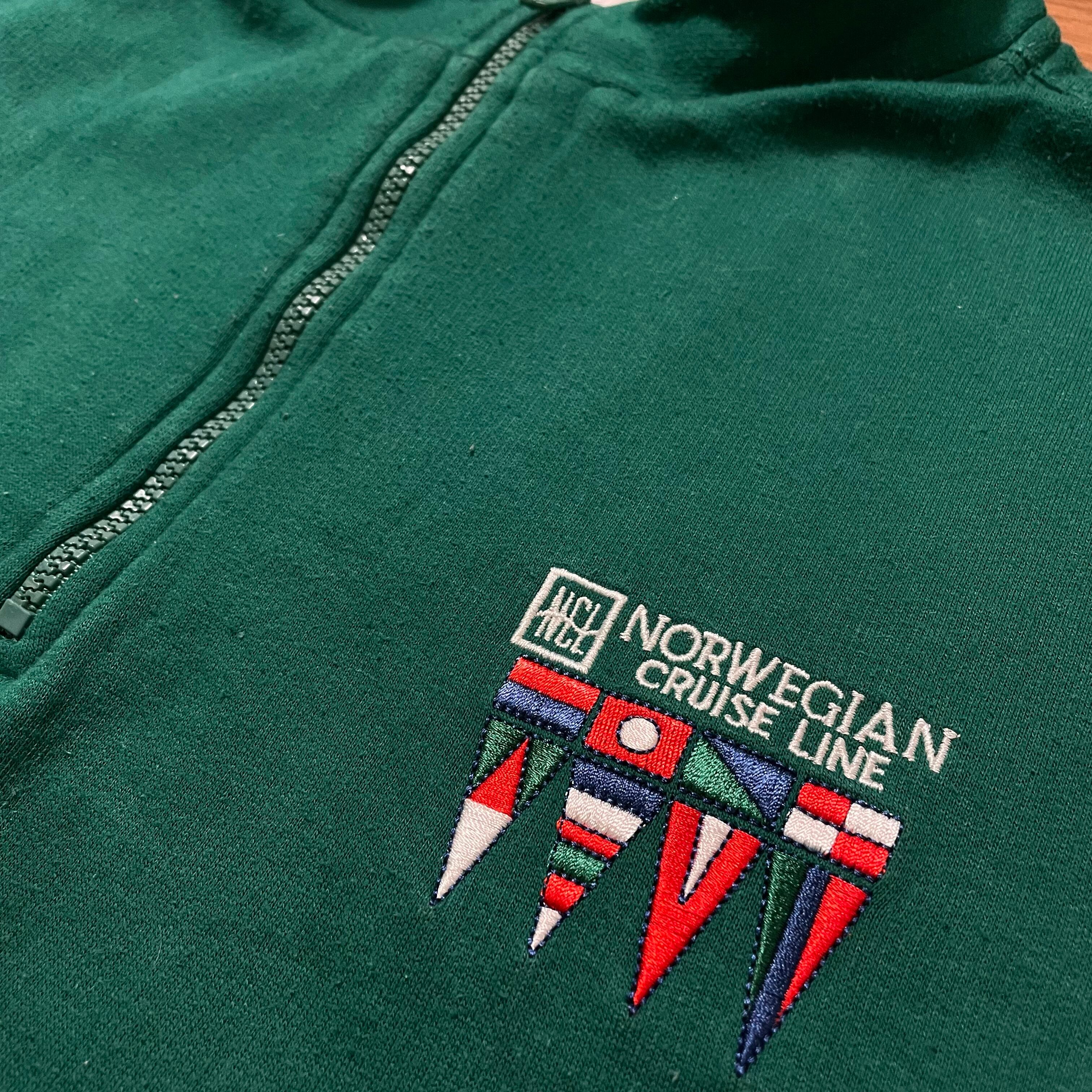 NORWEGIAN】企業系 ハーフジップ スウェット ワンポイント刺繍ロゴ XL