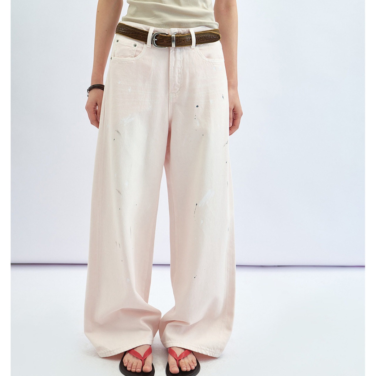 Wide Denim  Paint Jeans【3color】  T4397