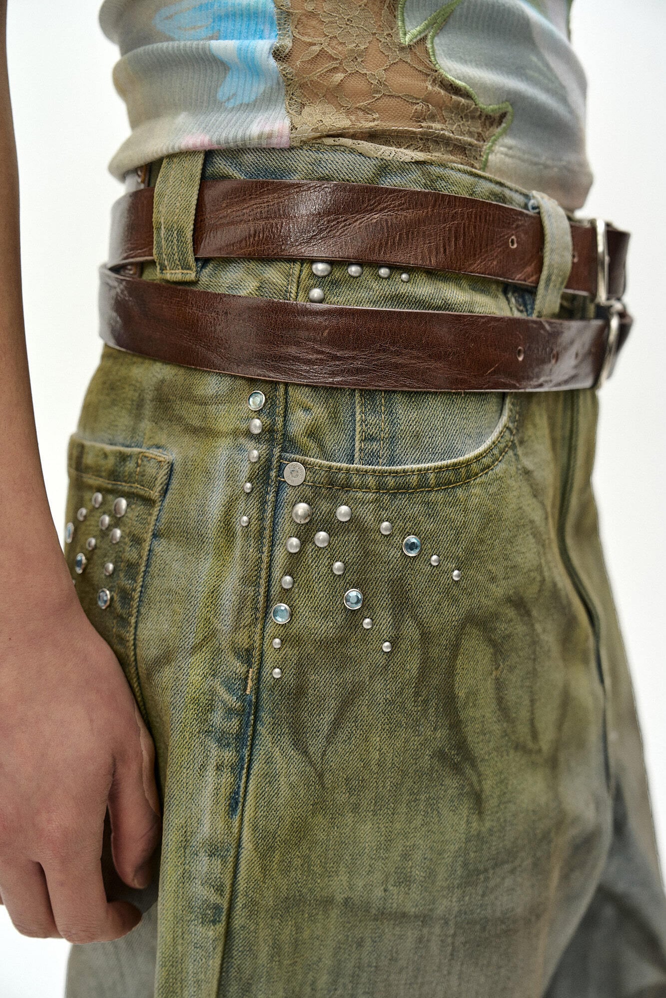 ANDERSSON BELL] BOTANICAL-PRINT JEANS apa916w(GREEN/BLUE) 正規品