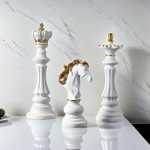 大きいチェスの置物 馬の置物 ２色展開 ブラック ホワイト チェス 馬 彫刻