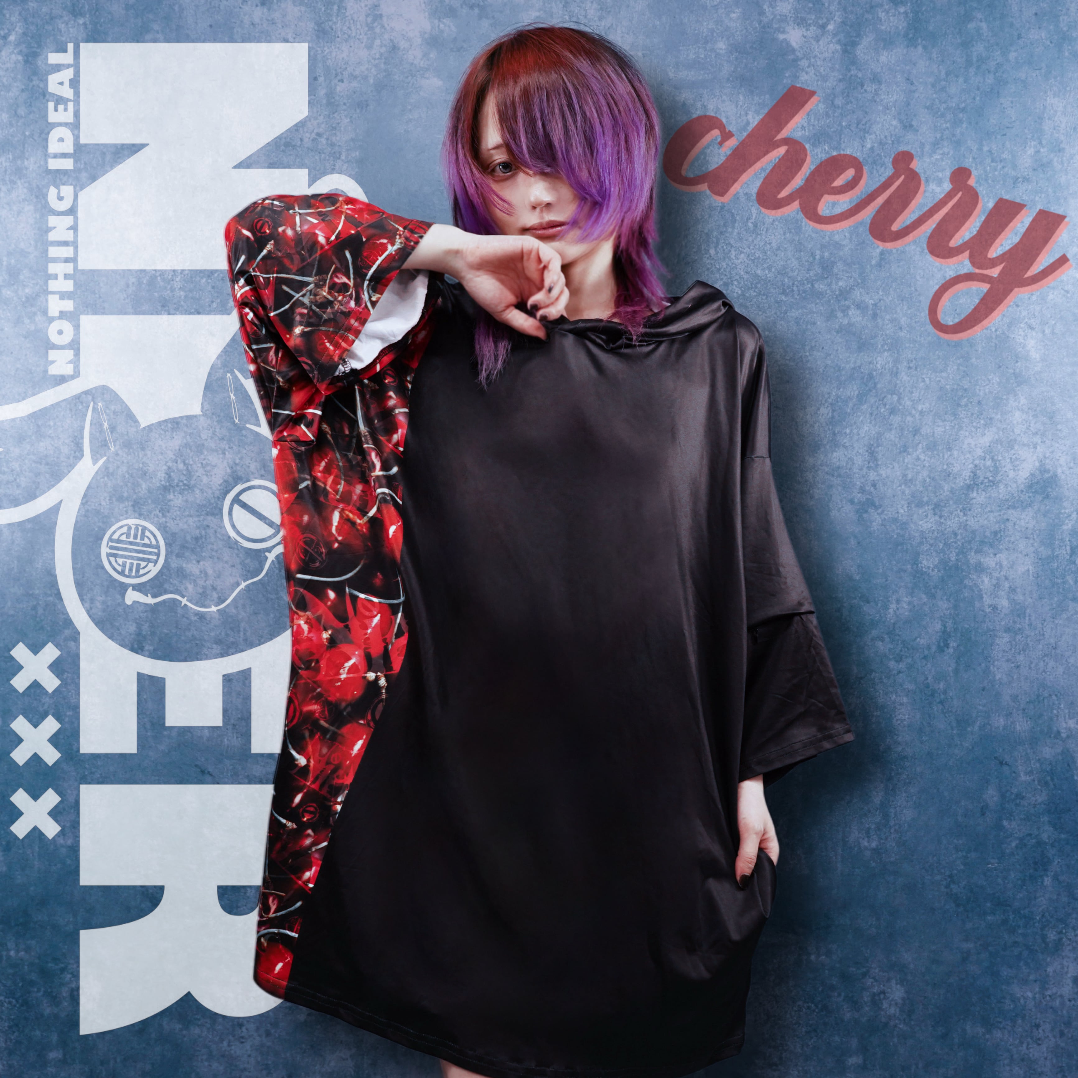 2WAY ZIP SLEEVE OVER SIZE PULLOVER【CHERRY PATTERN】 | NIER CLOTHING
