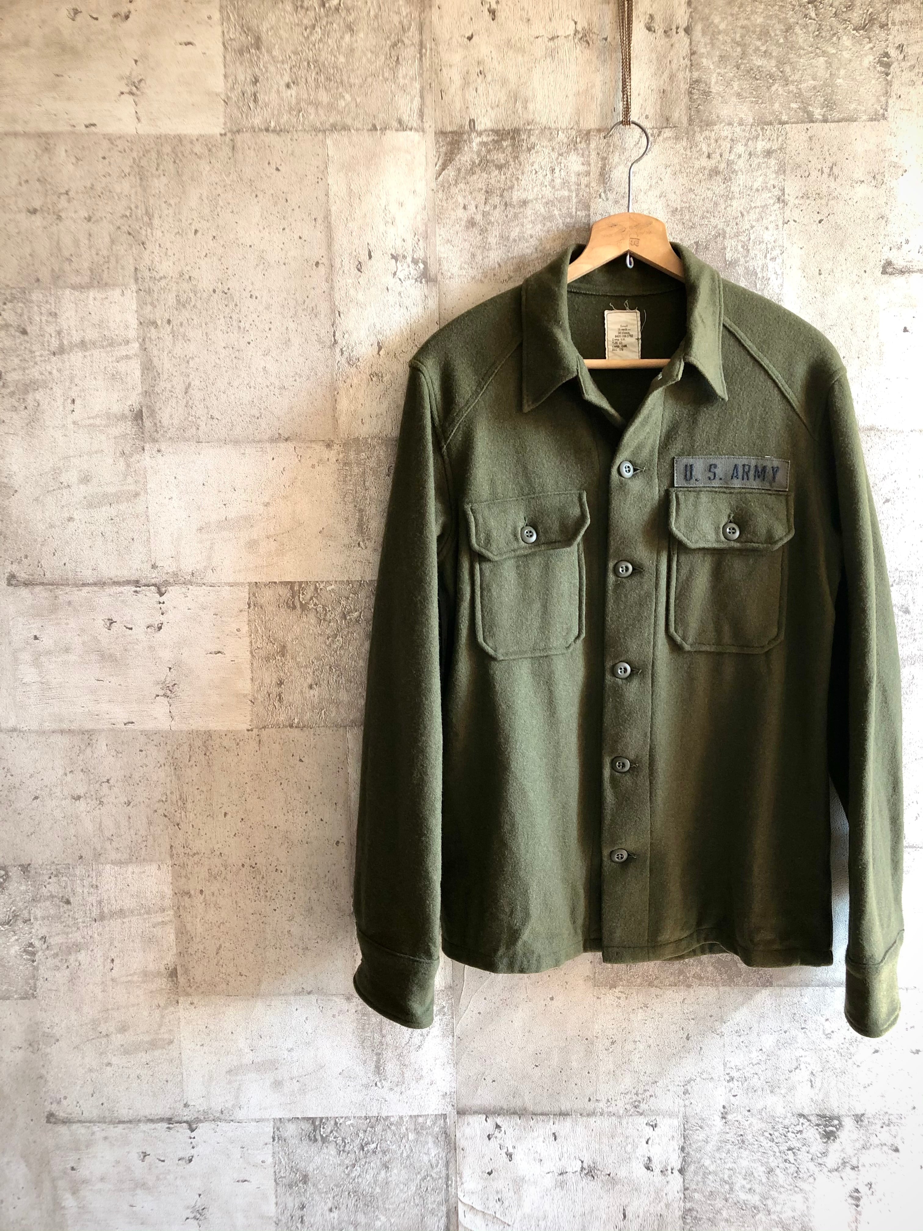 60s VINTAGE US.ARMY FIELD WOOL SHIRT SMALL OG108 米軍実物