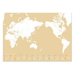 2024 ムーンカレンダー ポスター A2角筒＜世界地図・クラフト＞b