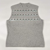 アンサンブル カシミヤ100% HANAE MORI ハナエモリ リアルファー スパンコール カーディガン ノースリーブセーター 40/グレー レディース