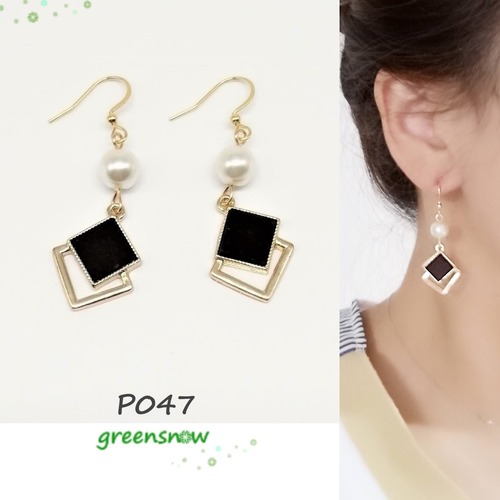 【サージカルステンレス ピアス】ウッド ナチュラルアーガイル イアリング変更可