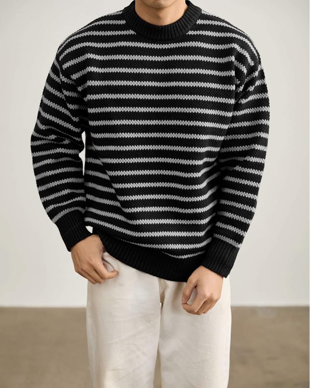 レトロ ボーダー柄ニット 2色 A0082