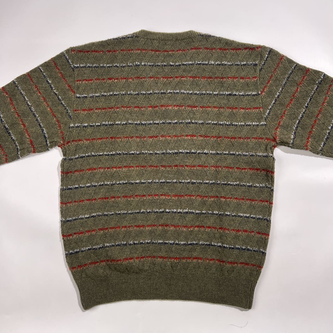 新品 タグ付き AUSTIN REED オースチンリード ボーダー柄 ウール Vネック ニット セーター L/カーキ系 メンズ