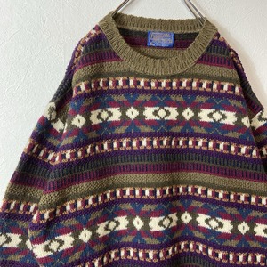 PENDLETON 80's usa製 border wool knit size M 配送A
