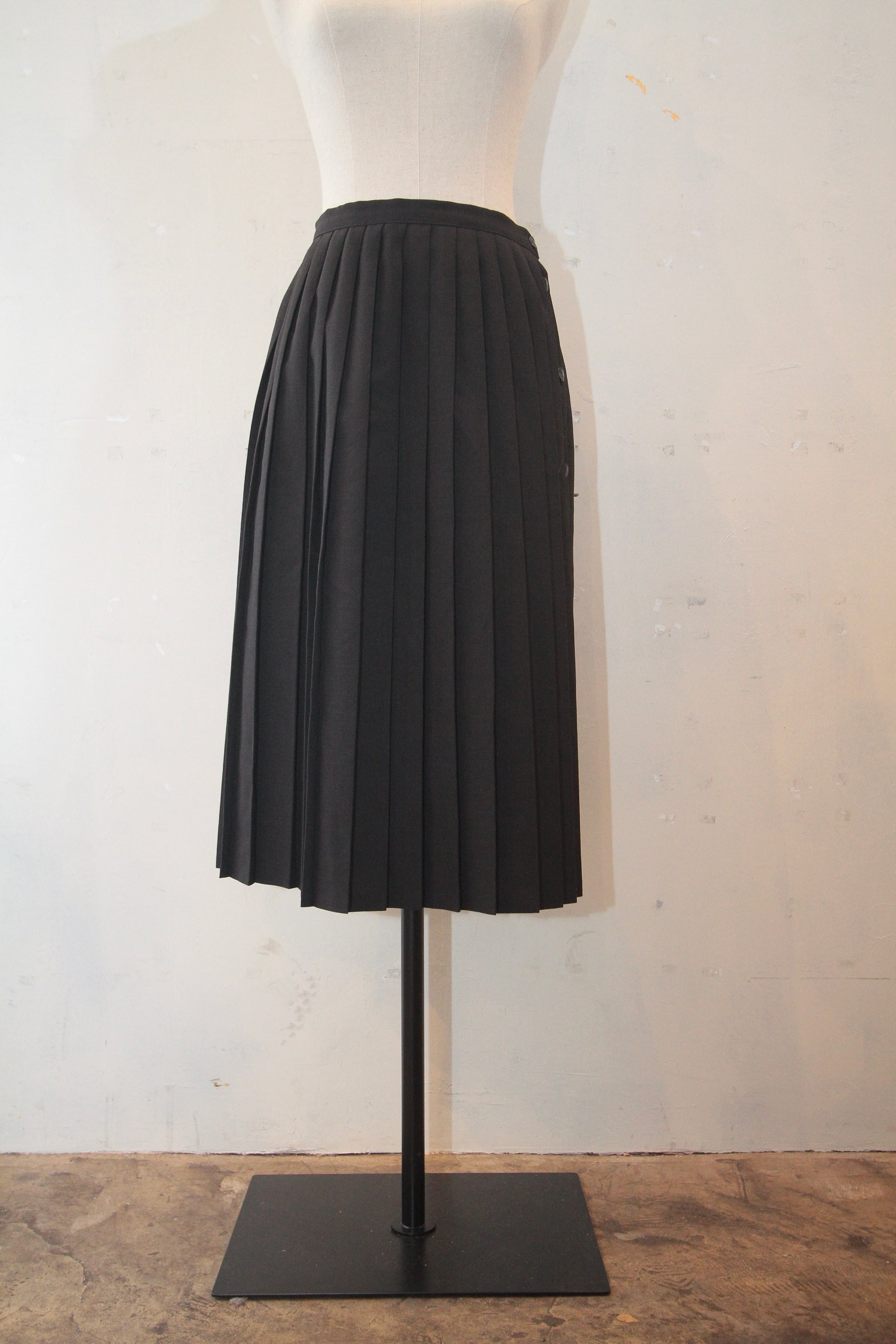90s pleats linen mid-length skirt