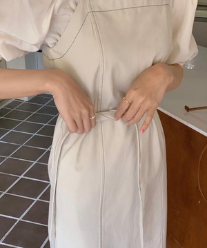 《即納商品》rough long onepiece (ivory / black)