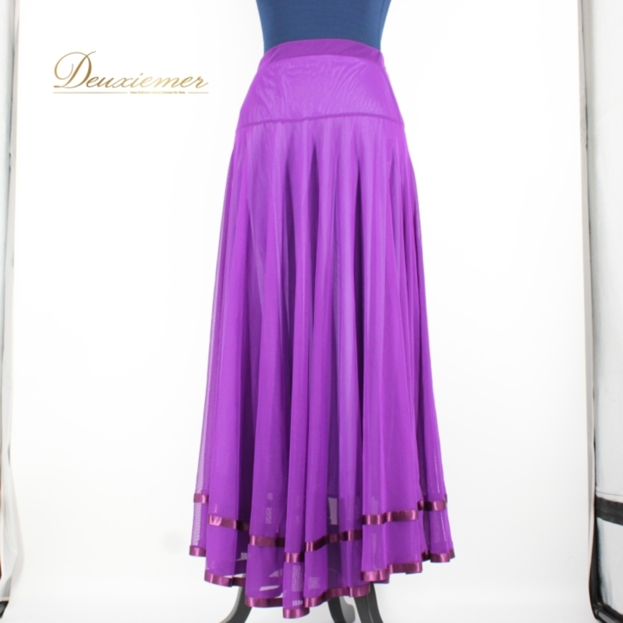 社交ダンス 衣装 スタンダード スカート レッスンウェア 女性用 レディース オールシーズン 紫 パープル系 レース 無地 シンプル 透け感 練習着 スカート丈約94cm ウエスト約33cm~ ゴム仕様 伸縮性あり ダンス衣装 舞台映え 練習用 薄手 軽量 おしゃれ フレア ストレッチ かわいい 上品