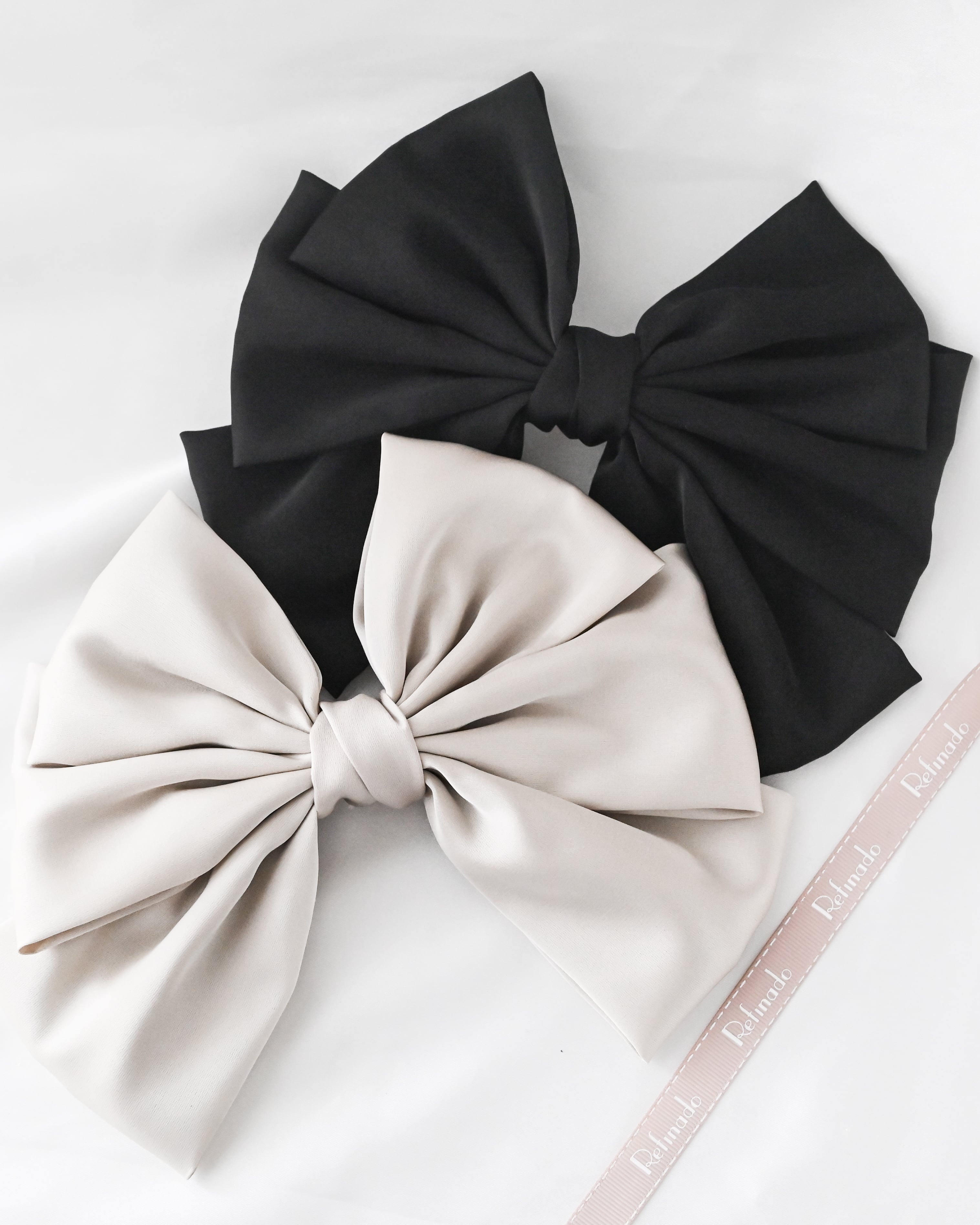 大ぶりリボンヘアアクセサリーウェディングブラック【RB2604-01】