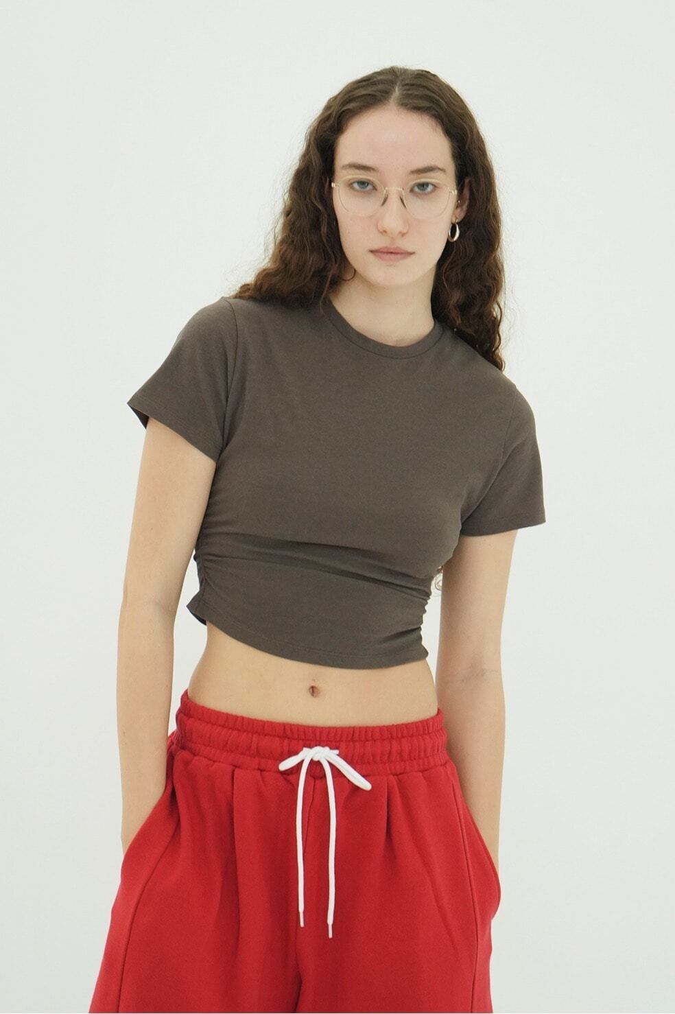 CLANE SHIRRED HEM COMPACT TOPS | FLICKA ASHIYA