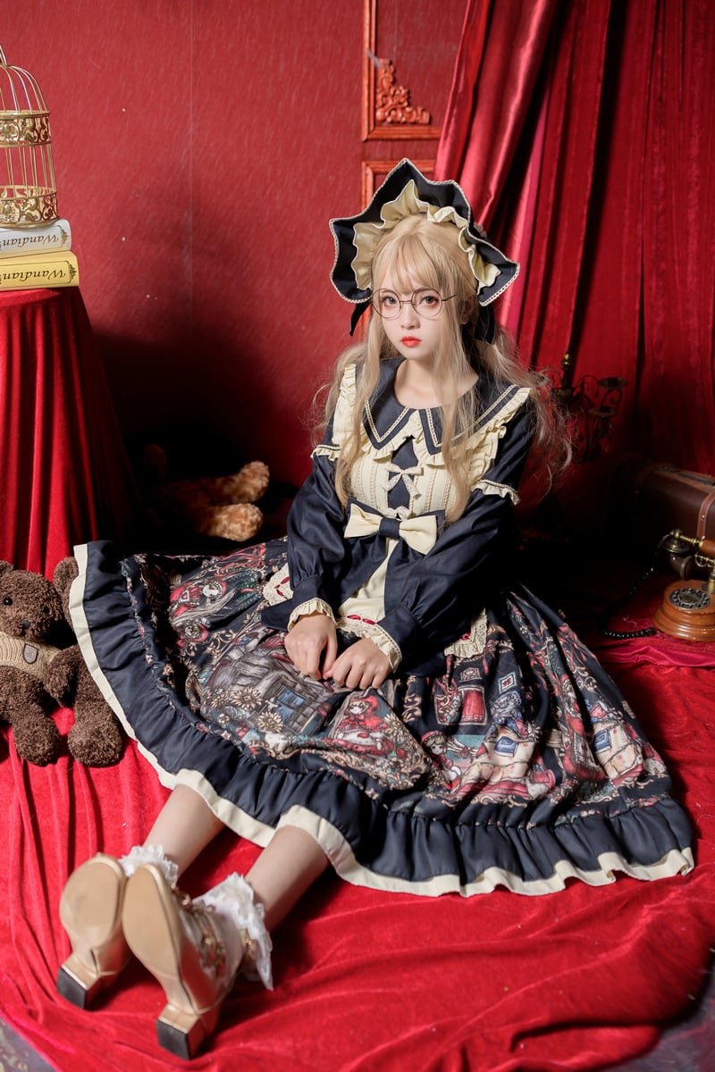 ロリータワンピース 4色 ハイウェスト Lolita OP Dress ロリィタ 