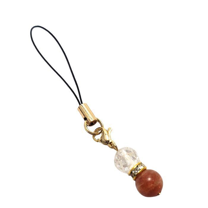 幸運を引き寄せる サンストーン パワーストーン ストラップ 天然石 スマホ アクセサリー 水晶 オレンジ スマホ お守り プレゼント ラッピング無料 メール便 送料無料 アクセサリー